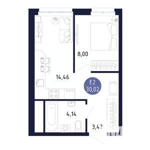 1-к квартира, вторичка, 30м2, 5/25 этаж