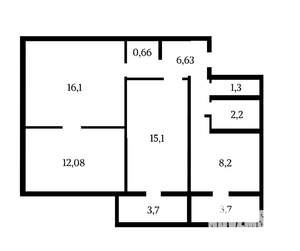 3-к квартира, вторичка, 66м2, 2/2 этаж