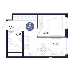 Студия квартира, строящийся дом, 30м2, 10/25 этаж