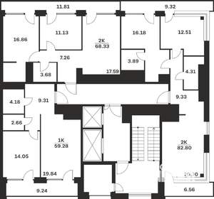 2-к квартира, вторичка, 83м2, 10/10 этаж