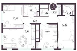 3-к квартира, вторичка, 65м2, 3/10 этаж