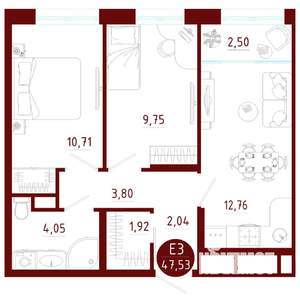 2-к квартира, вторичка, 48м2, 3/10 этаж