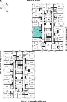 1-к квартира, строящийся дом, 46м2, 20/25 этаж