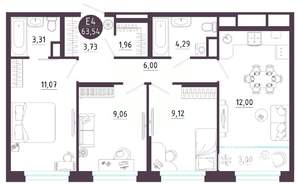3-к квартира, вторичка, 64м2, 9/10 этаж