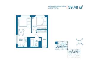 1-к квартира, вторичка, 39м2, 19/25 этаж