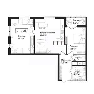 2-к квартира, вторичка, 75м2, 25/25 этаж