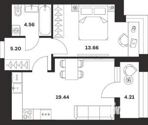 1-к квартира, вторичка, 47м2, 2/16 этаж