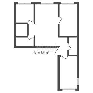 3-к квартира, вторичка, 59м2, 2/5 этаж