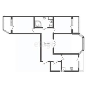 3-к квартира, вторичка, 85м2, 12/25 этаж