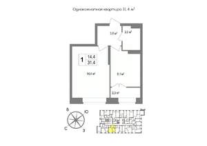 1-к квартира, вторичка, 31м2, 9/11 этаж