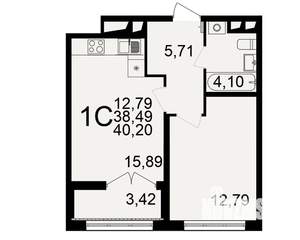 1-к квартира, вторичка, 40м2, 18/18 этаж