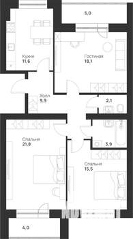 3-к квартира, вторичка, 92м2, 1/5 этаж