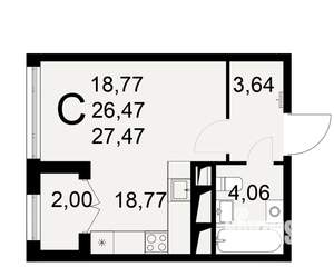1-к квартира, вторичка, 27м2, 24/25 этаж