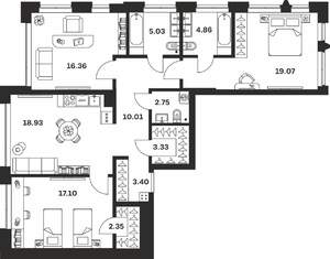 3-к квартира, вторичка, 103м2, 3/10 этаж