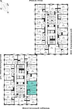 2-к квартира, строящийся дом, 55м2, 8/25 этаж