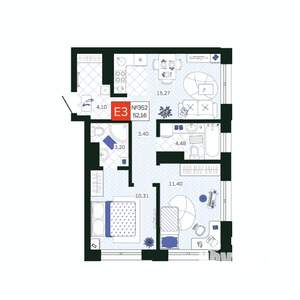 2-к квартира, вторичка, 52м2, 17/19 этаж