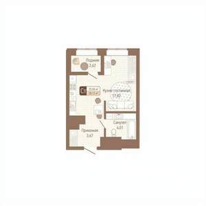 1-к квартира, вторичка, 27м2, 13/14 этаж