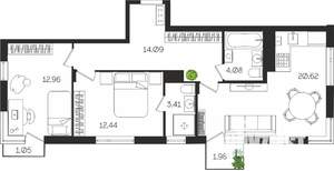 2-к квартира, вторичка, 71м2, 4/4 этаж