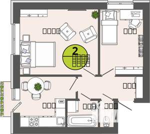 2-к квартира, строящийся дом, 41м2, 3/3 этаж