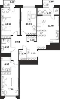 3-к квартира, вторичка, 112м2, 4/10 этаж