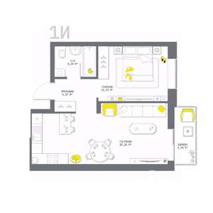 1-к квартира, вторичка, 51м2, 13/13 этаж