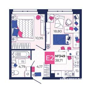 1-к квартира, вторичка, 39м2, 2/25 этаж