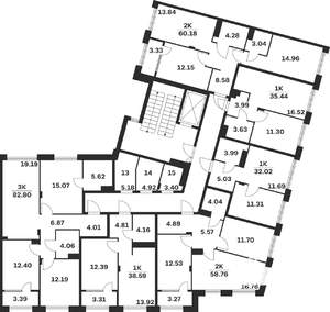 2-к квартира, вторичка, 60м2, 5/15 этаж