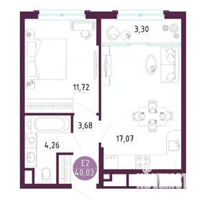 1-к квартира, вторичка, 40м2, 10/10 этаж