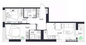 2-к квартира, вторичка, 70м2, 13/20 этаж