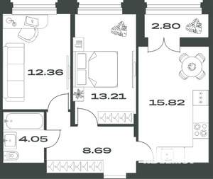 2-к квартира, вторичка, 57м2, 12/15 этаж