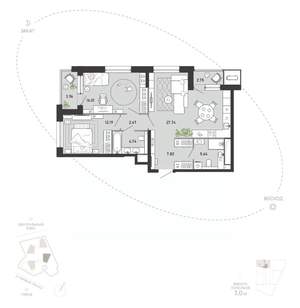 2-к квартира, вторичка, 83м2, 15/21 этаж