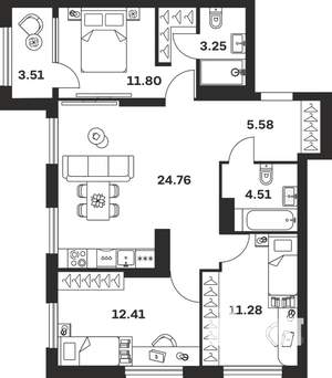 3-к квартира, вторичка, 77м2, 4/15 этаж
