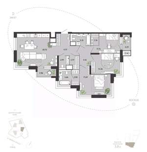 3-к квартира, вторичка, 118м2, 7/21 этаж