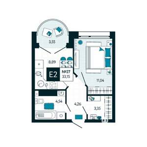 1-к квартира, вторичка, 33м2, 3/15 этаж