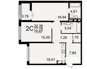 2-к квартира, вторичка, 80м2, 11/18 этаж