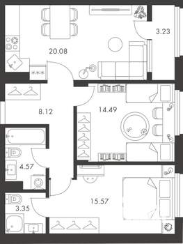 2-к квартира, вторичка, 69м2, 7/9 этаж
