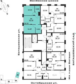 2-к квартира, вторичка, 52м2, 3/15 этаж
