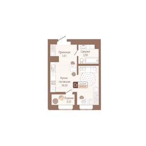 1-к квартира, строящийся дом, 29м2, 3/14 этаж