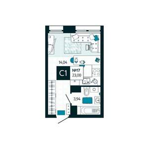 Студия квартира, вторичка, 23м2, 3/15 этаж