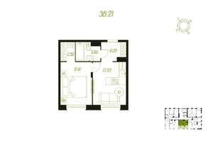 1-к квартира, вторичка, 36м2, 1/16 этаж