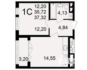 1-к квартира, вторичка, 37м2, 2/18 этаж
