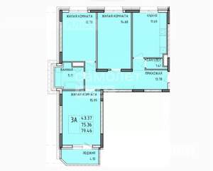 3-к квартира, вторичка, 80м2, 11/14 этаж