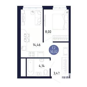 Студия квартира, строящийся дом, 30м2, 25/25 этаж