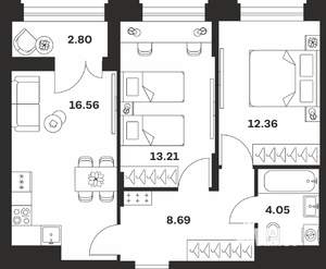 2-к квартира, вторичка, 58м2, 13/15 этаж