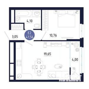 1-к квартира, строящийся дом, 42м2, 6/25 этаж