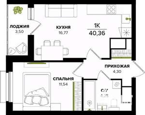1-к квартира, вторичка, 40м2, 25/25 этаж