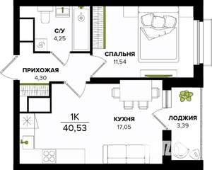 1-к квартира, вторичка, 41м2, 2/25 этаж