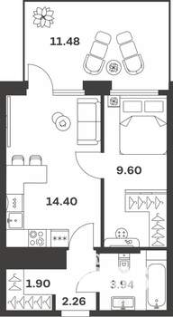 1-к квартира, вторичка, 36м2, 1/10 этаж