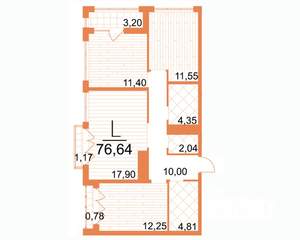 3-к квартира, строящийся дом, 77м2, 24/25 этаж