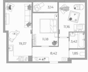 3-к квартира, вторичка, 55м2, 8/8 этаж